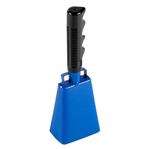 Cowbell with Handle - 2-Pack Cow Bell Noismakers, Loud Call Bells for Cheers, Sports Games, Weddings, Farm, Blue, 3 x 9.125 x 2 Inches