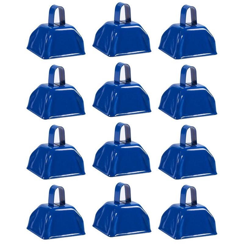 Metal Cowbell with Handle, Blue Noise Maker (3 x 2.8 in, 12 Bells)