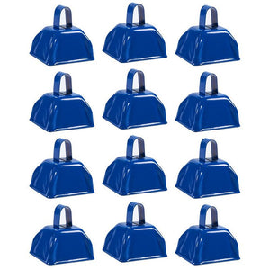 Metal Cowbell with Handle, Blue Noise Maker (3 x 2.8 in, 12 Bells)