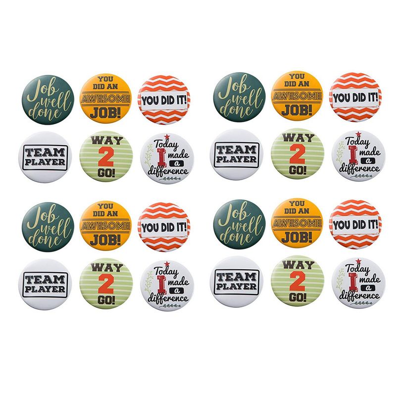 Blue Panda Round Recognition Buttons, Appreciation Pins in 6 Designs (2.25 Inches, 24-Pack)