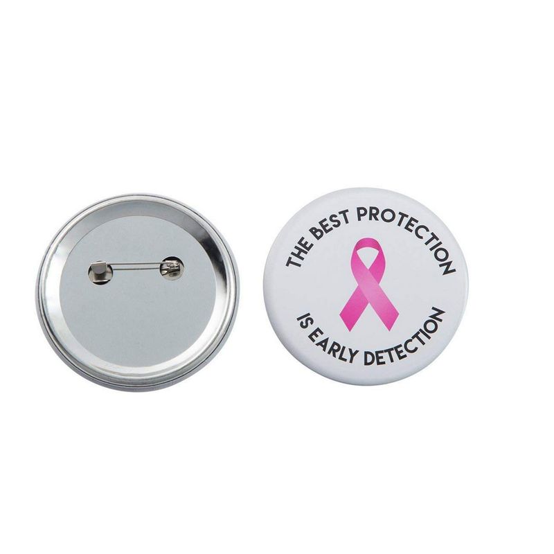 Breast Cancer Awareness Buttons, Round Pins in 6 Designs (2.25 Inches, 24-Pack)