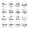 16 Pack - Bridal Party Pins - Wedding Party Buttons - Bridesmaid Gifts, Favors & Gifts, Team Bride, Maid of Honor Party Supplies, White, 8 Unique Designs