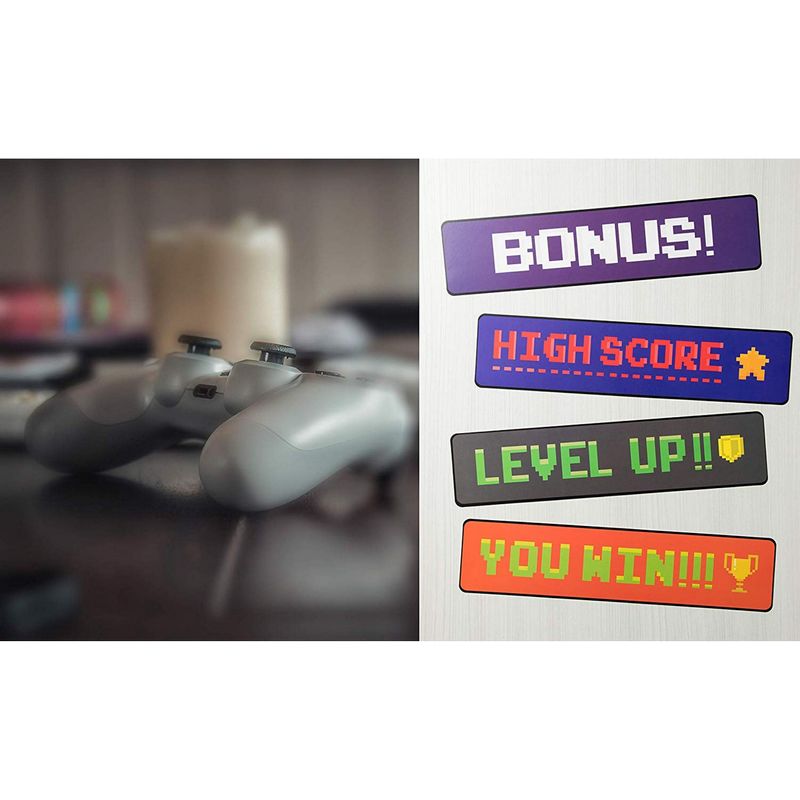 Video Game Sign Cutouts for Birthday Party (17 x 4 In, 8 Pack)