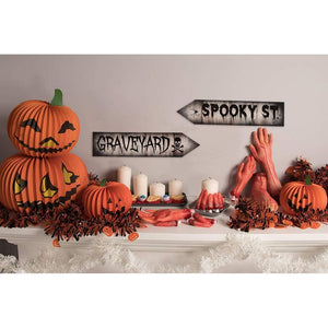 Decorative Halloween Signs, Halloween Party Supplies (17.5 x 4 In, Grey, 8-Pack)