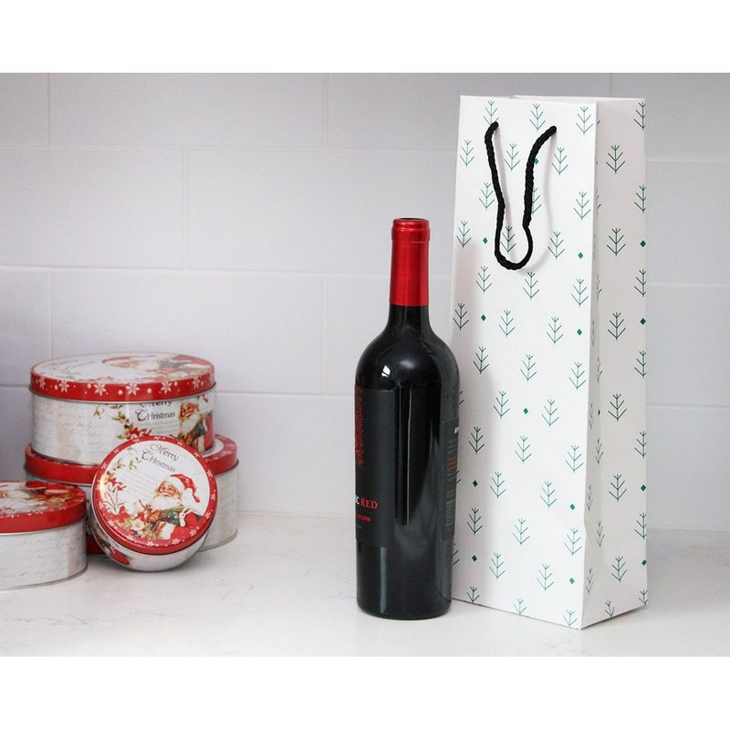 Holiday Wine Gift Bags with Handles, 6 Christmas Designs (5.5 x 15 x 3.2 In, 24 Pack)