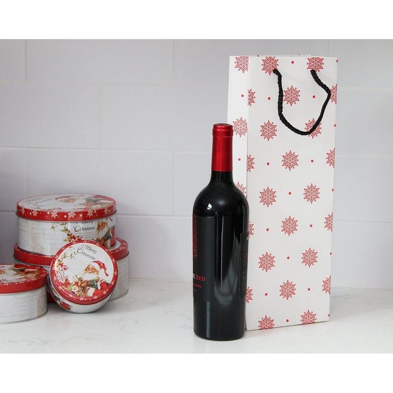 Holiday Wine Gift Bags with Handles, 6 Christmas Designs (5.5 x 15 x 3.2 In, 24 Pack)