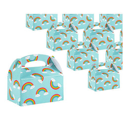 Treat Boxes - 24-Pack Paper Party Favor Boxes, Rainbow Design Goodie Boxes for Birthdays and Events, 2 Dozen Party Gable Boxes, 6 x 3.3 x 3.6 inches