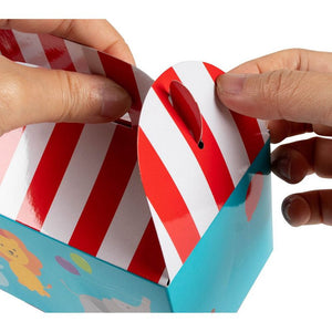 Treat Boxes - 24-Pack Paper Party Favor Boxes, Circus Carnival Design Goodie Boxes for Birthdays and Events, 2 Dozen Party Gable Boxes, 6 x 3.3 x 3.6 Inches