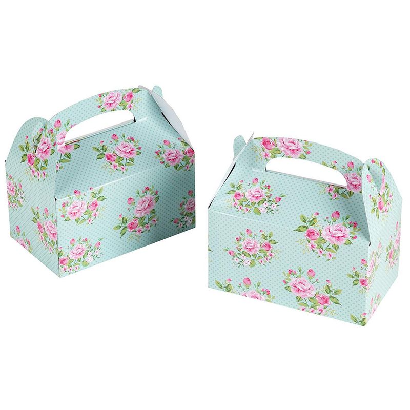 Treat Boxes - 24-Pack Paper Party Favor Boxes, Vintage Floral Design Goodie Boxes for Birthdays and Events, 2 Dozen Party Gable Boxes, 6 x 3.3 x 3.6 inches