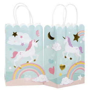 Unicorn Party Bag with Handles, Pastel Rainbow (5.5 x 8.6 x 3 Inches, 24 Pack)