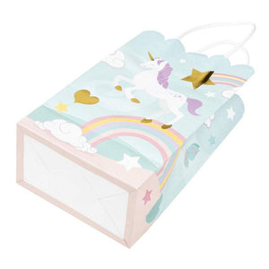 Unicorn Party Bag with Handles, Pastel Rainbow (5.5 x 8.6 x 3 Inches, 24 Pack)