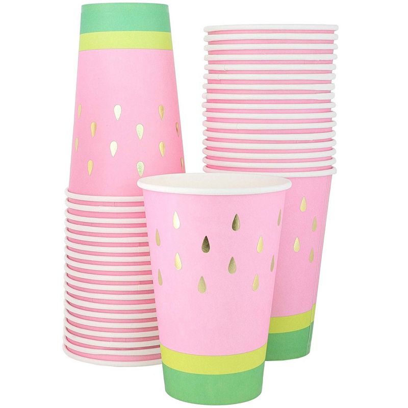 Watermelon Paper Cups for Summer Party (10 oz, 50 Pack)