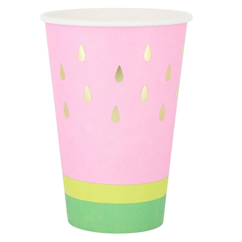 Watermelon Paper Cups for Summer Party (10 oz, 50 Pack)