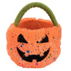 Plush Jack-O-Lantern Trick or Treat Bag for Halloween (8 x 7.7 x 8 Inches)