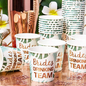 Brides Drinking Team Paper Cups for Bachelorette Party and Bridal Shower (50, 4oz)