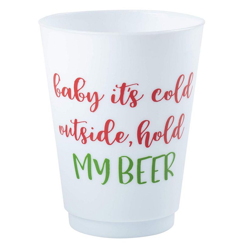 Christmas Party Cups, Reusable Plastic Tumblers, Holiday Designs (16 Oz, 24 Pack)