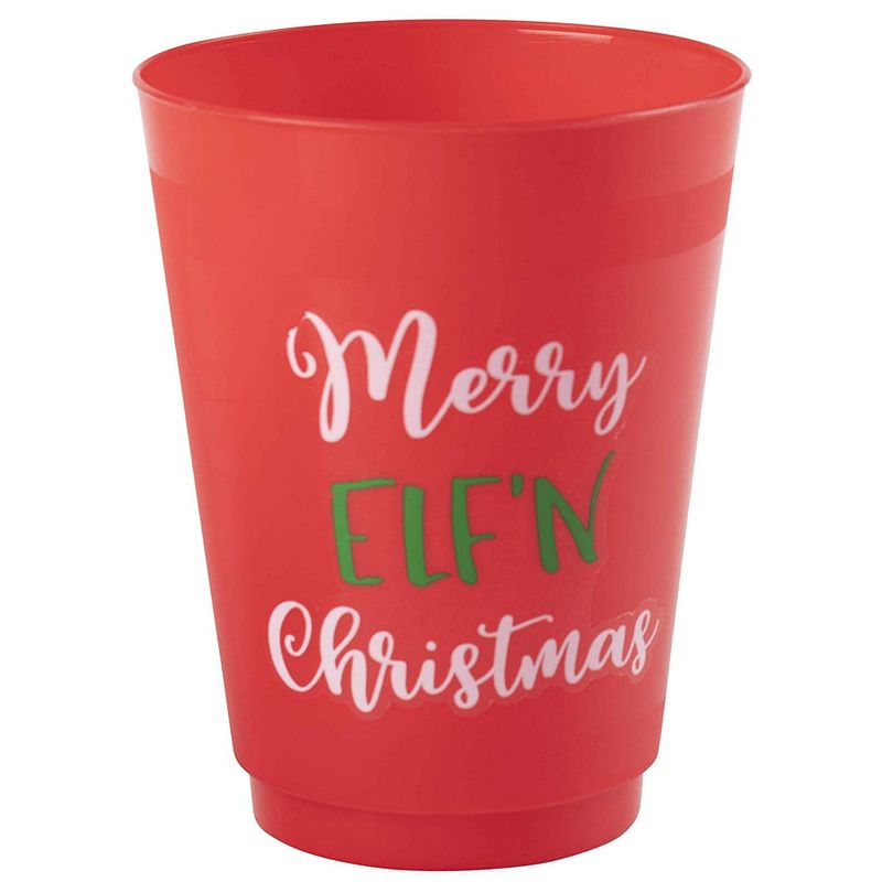 Christmas Party Cups, Reusable Plastic Tumblers, Holiday Designs (16 Oz, 24 Pack)