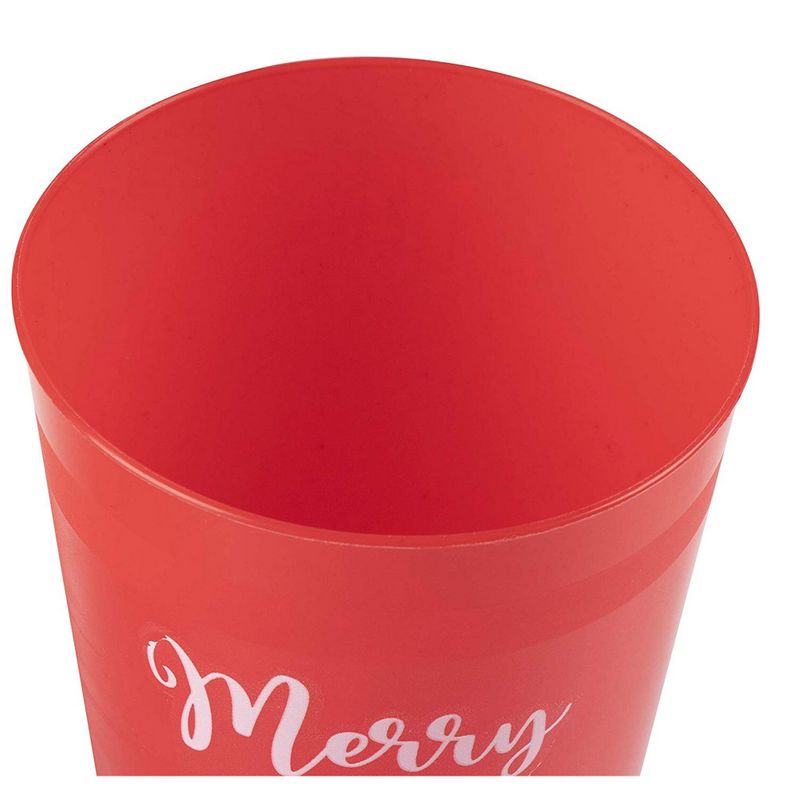 Christmas Party Cups, Reusable Plastic Tumblers, Holiday Designs (16 Oz, 24 Pack)