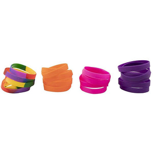 Silicone Bracelet - 48-Pack Blank Rubber Wristbands for Sports Teams, Games, Kids Play, Party Favors, 8 Colors, Circumference: 8.1 Inches, Width: 0.4 Inches