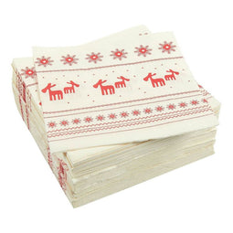 Reindeer Paper Napkins for Christmas Party (6.5 x 6.5 Inches, 100 Pack)