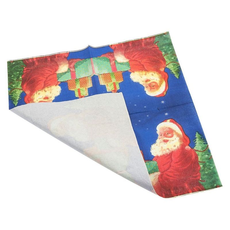 Santa Claus Blue Paper Napkins for Christmas Party (6.5 x 6.5 Inches, 100 Pack)