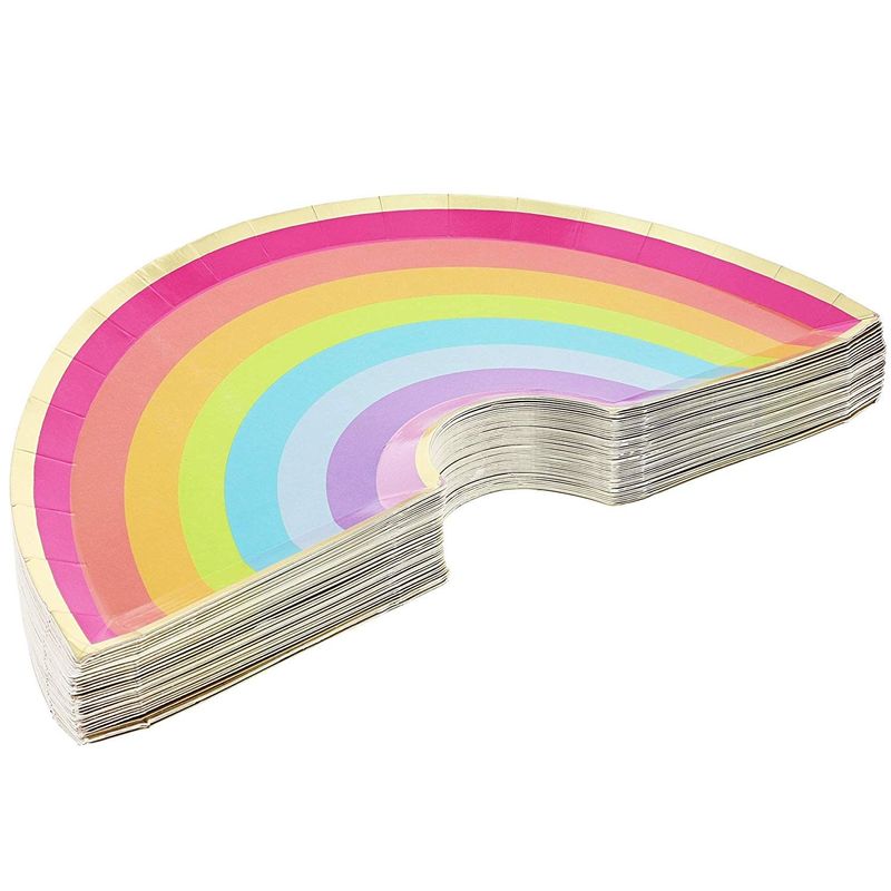 Unicorn Party Supplies, Rainbow Plates (10 x 5.5 In, 48-Pack)