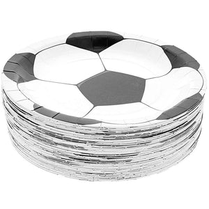 80 Pack of Paper Plates for Soccer Party Supplies (Black and White, 9 Inches)