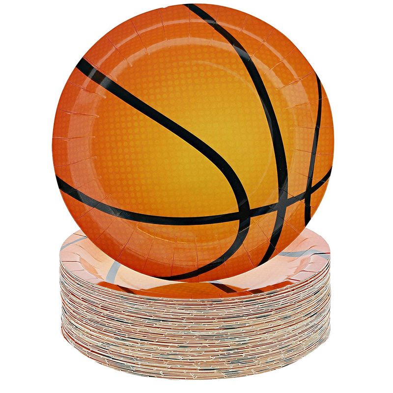 Paper Basketball Plates, Game Day Sports Party Supplies, (9 In, 80 Pack)