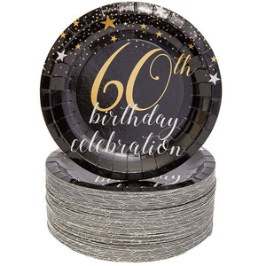 60th Birthday Plates (7 In, 80-Pack)