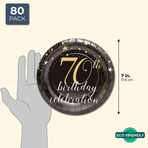 70th Birthday Party Plates (7 In, 80 Pack)