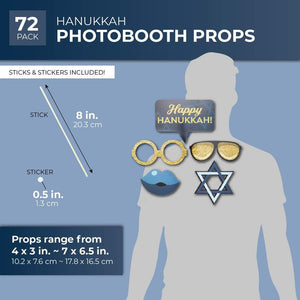 Hanukkah Photo Booth Prop Kit for Parties, Picture Props (72 Pieces)