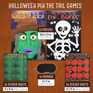 Blue Panda Pin The Tail Halloween Party Games (2 Pack), 2 Designs