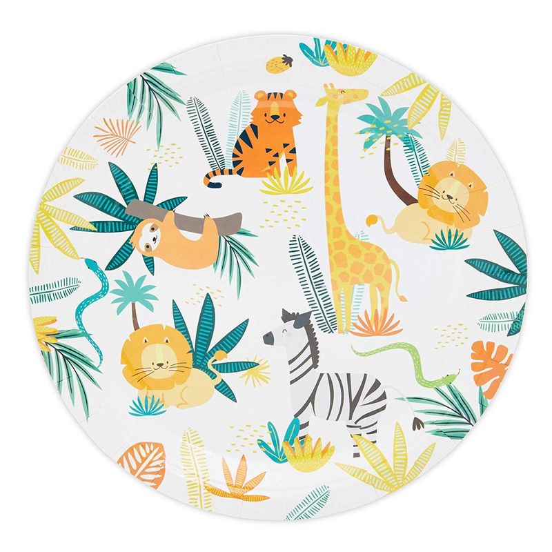 Jungle Theme Safari Birthday Animal Party Decorations Plates and Dinnerware Supplies (144 Pieces, Serves 24)