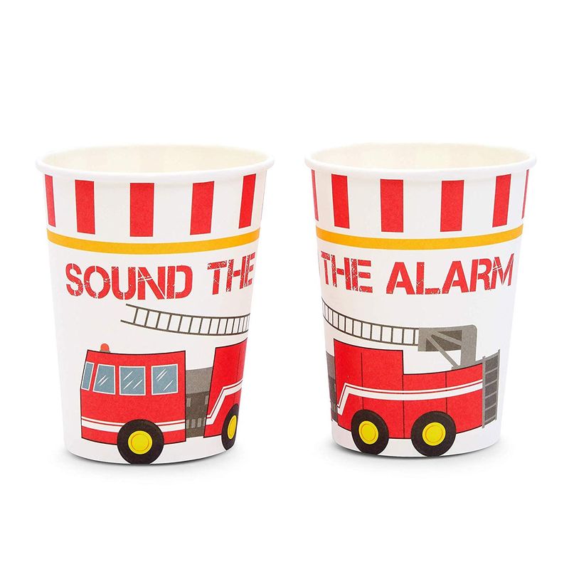 Fire Truck Birthday Party Dinnerware Set, Sound the Alarm (144 Pieces, Serves 24)