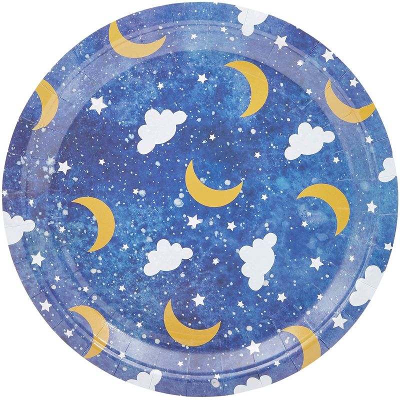 Blue Panda Twinkle Star Plates for Baby Shower, Parties (80 Count) 9 Inches
