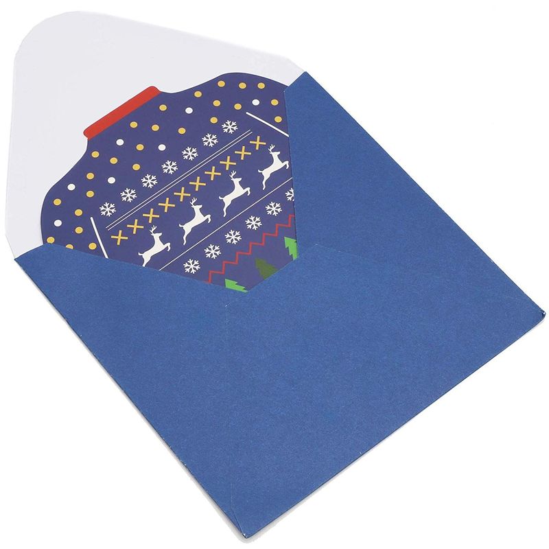 Ugly Christmas Sweater Holiday Party Invitations with Envelopes (Blue, 36 Pack)
