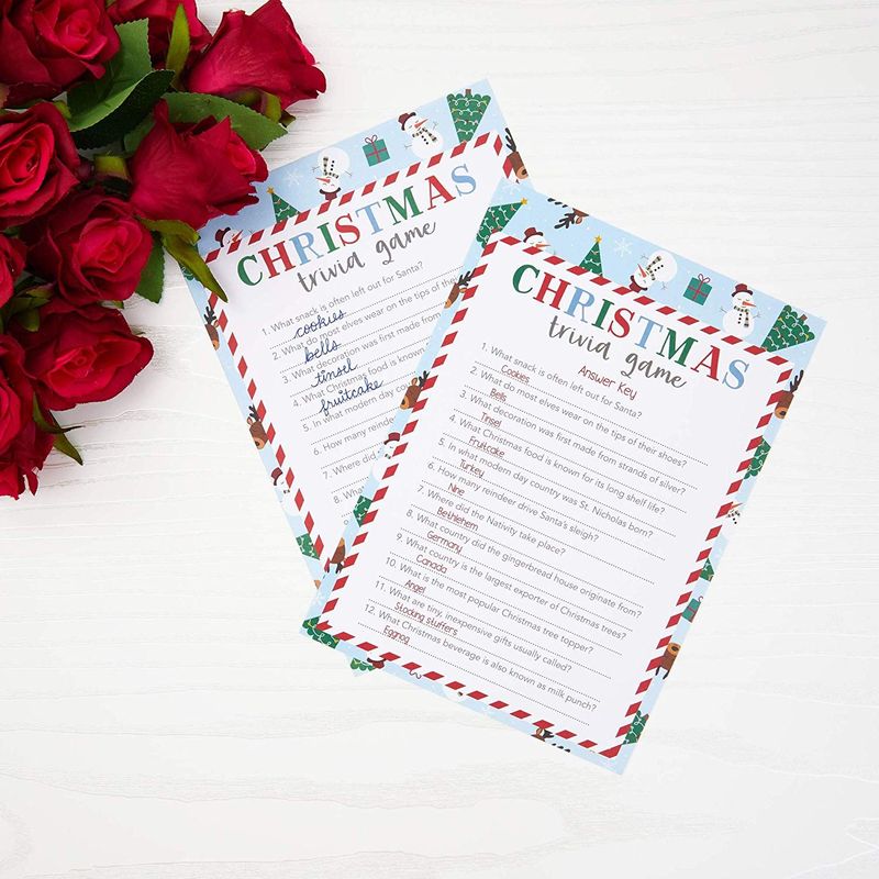 Merry Christmas Trivia Game Set for Holiday Parties (5 x 7 in, 50 Cards)