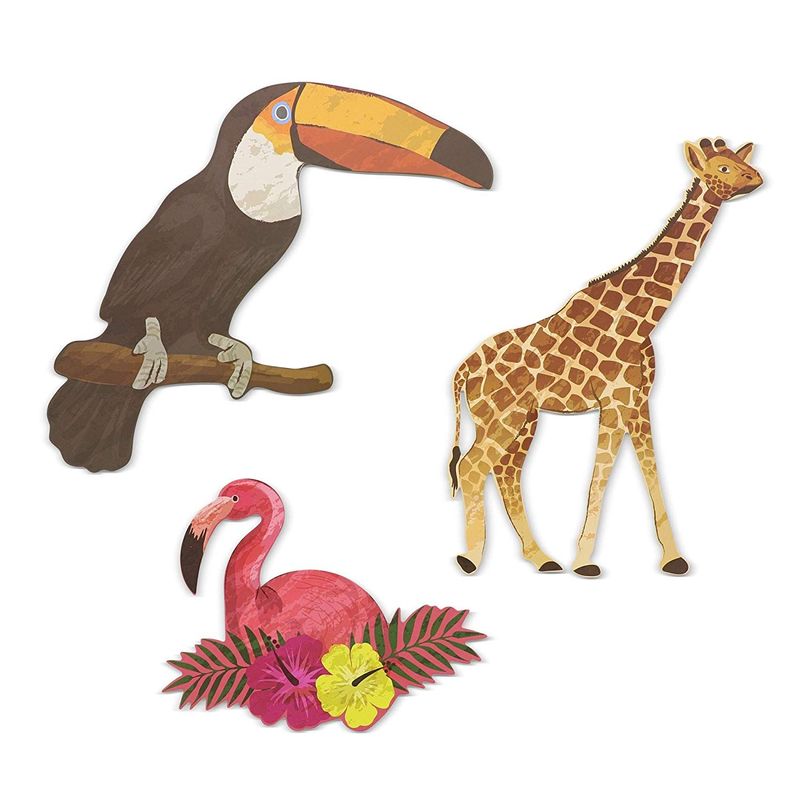 Jungle Animal Safari Paper Cutouts for Home and Party Decor (12-Count)