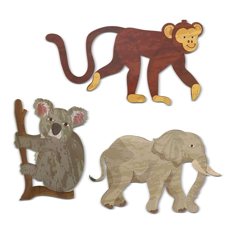 Jungle Animal Safari Paper Cutouts for Home and Party Decor (12-Count)