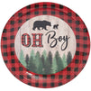 Oh Boy Lumberjack Buffalo Plaid Baby Shower Party Paper Plates 7 inches for Cake Dessert (80 Pack)