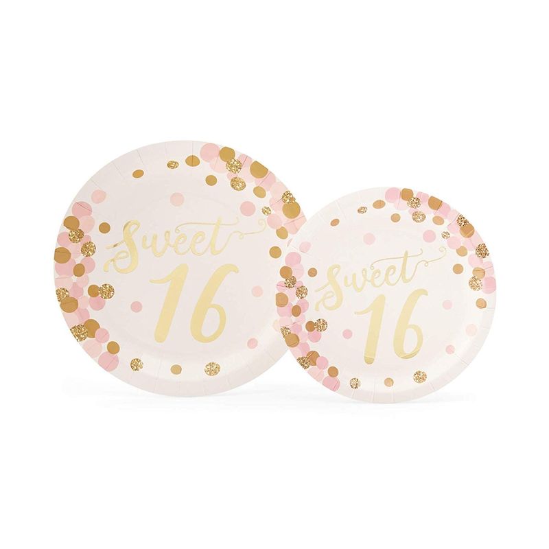 Rose Gold Sweet 16 Birthday Party Supplies (Serves 24, 170 Total Pieces)