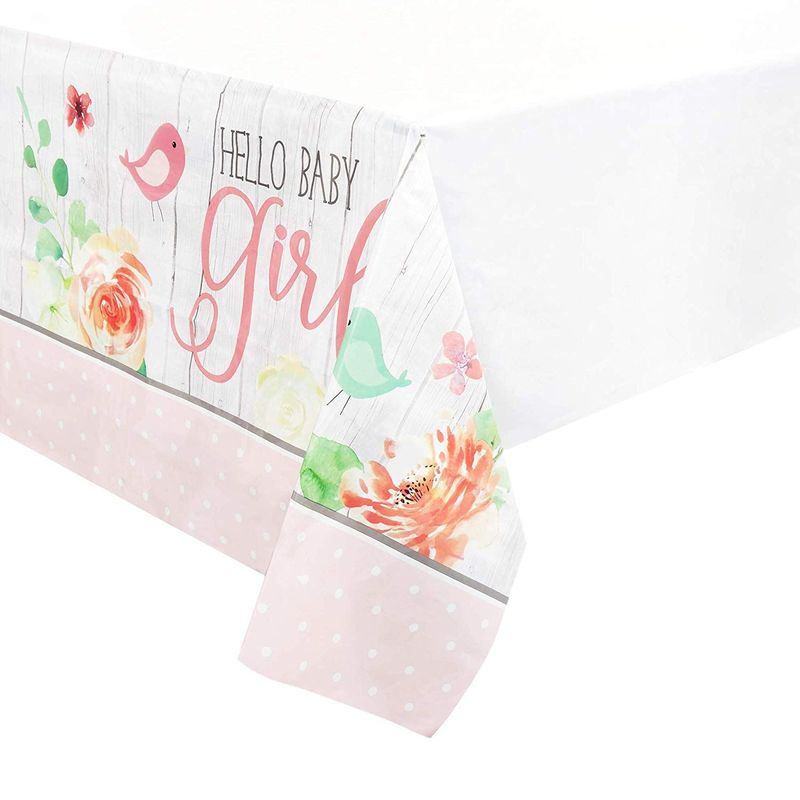 Hello Baby Girl Shower Table Covers (54 x 108 in., 3 Pack)