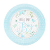 Blue Party Paper Plate for Baby Shower, Hello Baby Boy (9 In, 80 Pack)