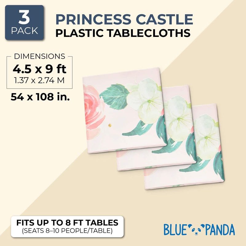 Blue Panda Princess Birthday Party Plastic Table Cover (54 x 108 in, 3 Pack)