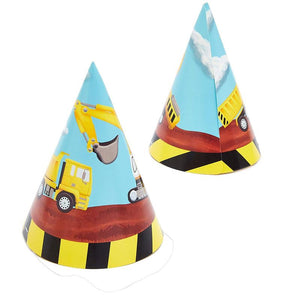 Construction Truck Birthday Party Cone Hats (5 x 7 in, 24 Pack) Blue