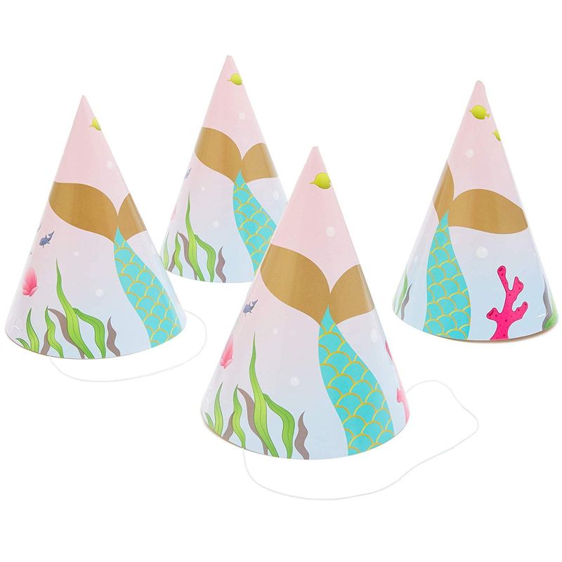 Mermaid Party Hats for Girl's Birthday Party (24 Pack)