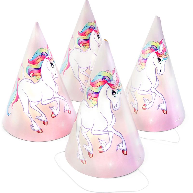 Unicorn Birthday Hats for Girls Party Favors (5 x 7 In, 24 Pack)