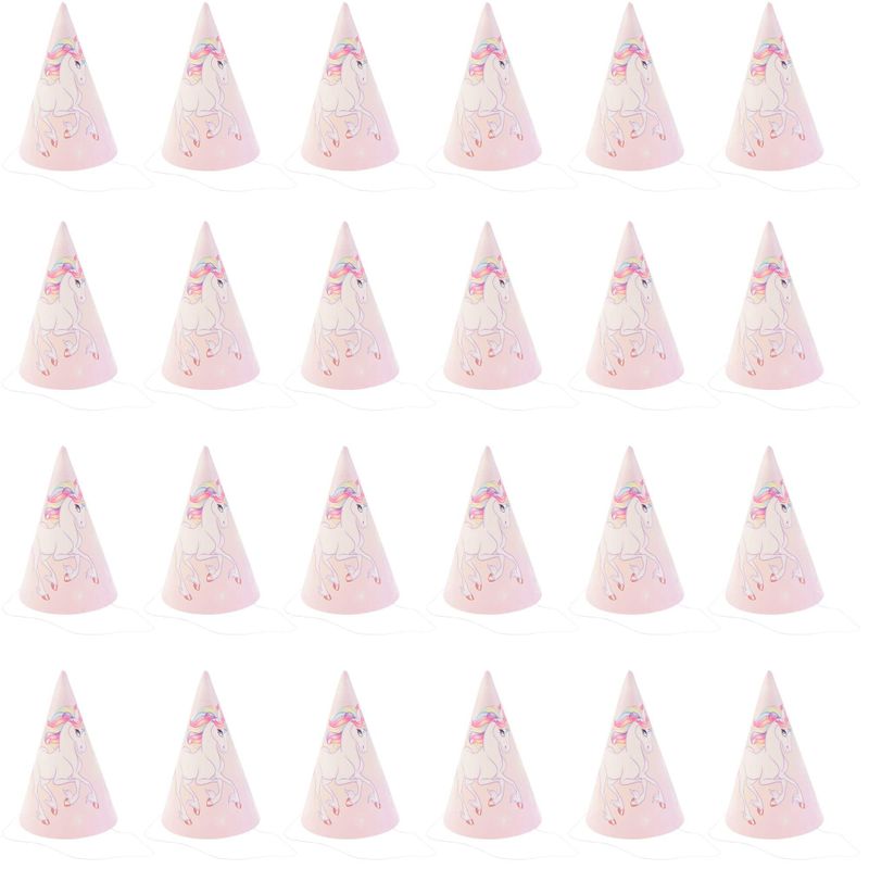 Unicorn Birthday Hats for Girls Party Favors (5 x 7 In, 24 Pack)