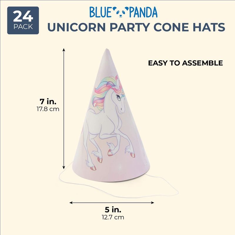 Unicorn Birthday Hats for Girls Party Favors (5 x 7 In, 24 Pack)