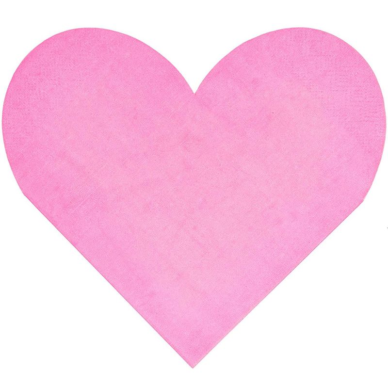 Heart Shaped Paper Napkins for Valentine's Party, Hot Pink (6.5 x 6.5 In, 50 Pack)